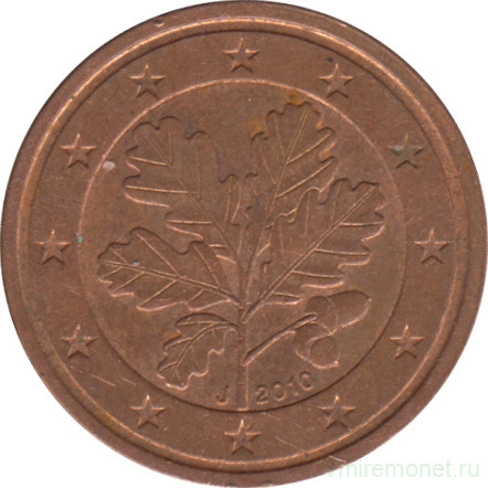 Монета. Германия. 2 цента 2010 год. (J).