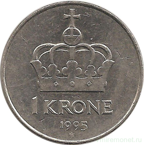 Монета. Норвегия. 1 крона 1995 год.