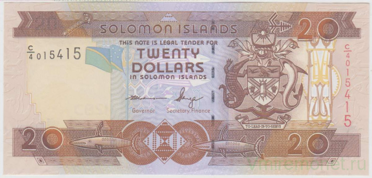 Банкнота. Соломоновы острова. 20 долларов 2009 год.