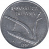 Монета. Италия. 10 лир 1987 год. ав.