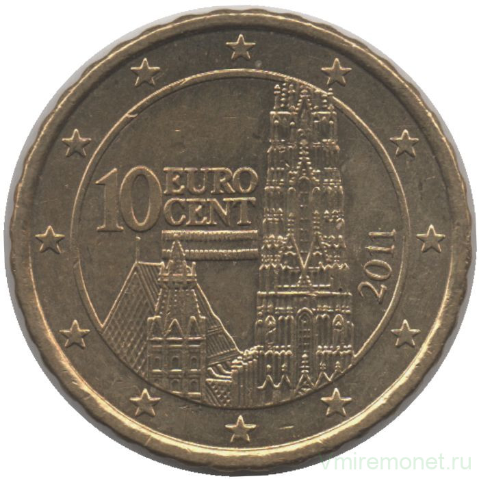 Монета. Австрия. 10 центов 2011 год.