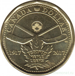 Монета. Канада. 1 доллар 2017 год. 100 лет хоккейному клубу "Торонто Мэпл Лифс".