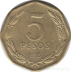 Монета. Чили. 5 песо 1995 год.