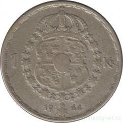 Монета. Швеция. 1 крона 1944 год.
