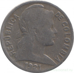 Монета. Колумбия. 2 сентаво 1921 год.