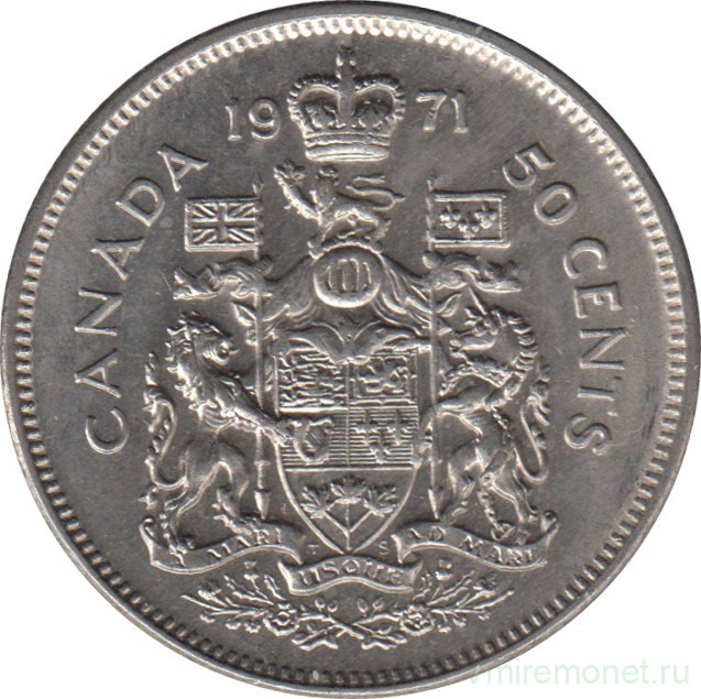 Монета. Канада. 50 центов 1971 год.