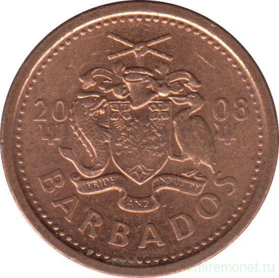Монета. Барбадос. 1 цент 2008 год.