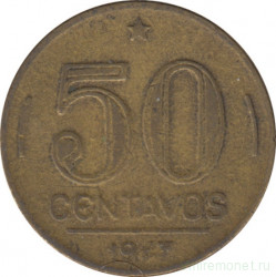 Монета. Бразилия. 50 сентаво 1947 год.