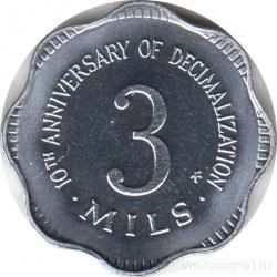 Монета. Мальта. 3 милля 1982 год. 10 лет десятичной системе национальной валюты.