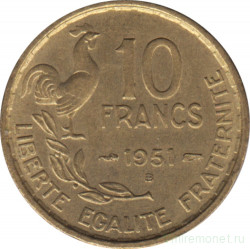 Монета. Франция. 10 франков 1951 год. Монетный двор - Бомон-ле-Роже(B).