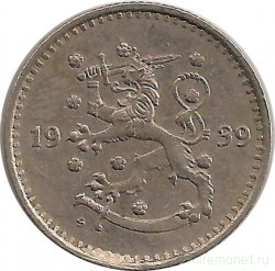 Монета. Финляндия. 1 марка 1939 год.