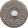  Монета. Франция. 10 сантимов 1937 год. ав.