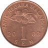 Монета. Малайзия. 1 сен 2003 год. ав.