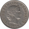 Монета. Швейцария. 5 раппенов 1938 год. ав.
