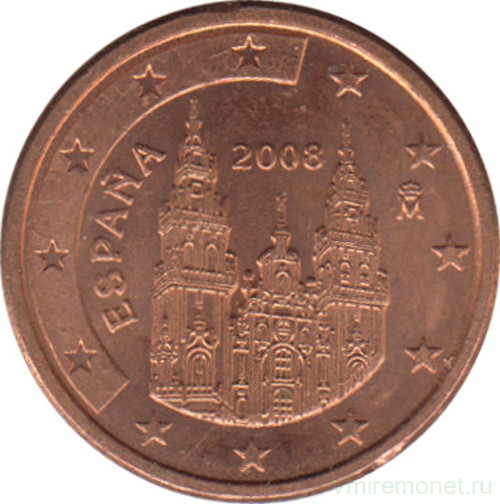 Монета. Испания. 1 цент 2008 год.