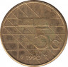 Монета. Нидерланды. 5 гульденов 1990 год. ав.