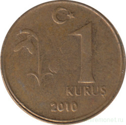 Монета. Турция. 1 куруш 2010 год.