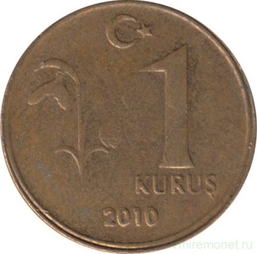 Монета. Турция. 1 куруш 2010 год.