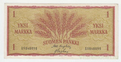 Банкнота. Финляндия. 1 марка 1963 год. Тип 98A(20).