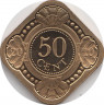 Монета. Нидерландские Антильские острова. 50 центов 2010 год. ав.