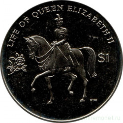 Монета. Великобритания. Британские Виргинские острова. 1 доллар 2011 год. Жизнь Королевы Елизаветы II. На лошади.