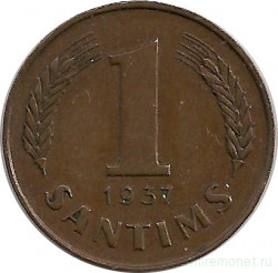 Монета. Латвия. 1 сантим 1937 год.