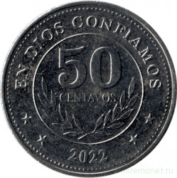 Монета. Никарагуа. 50 сентаво 2022 год.