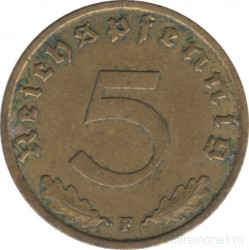 Монета. Германия. Третий Рейх. 5 рейхспфеннигов 1939 год. Монетный двор - Штутгарт (F).