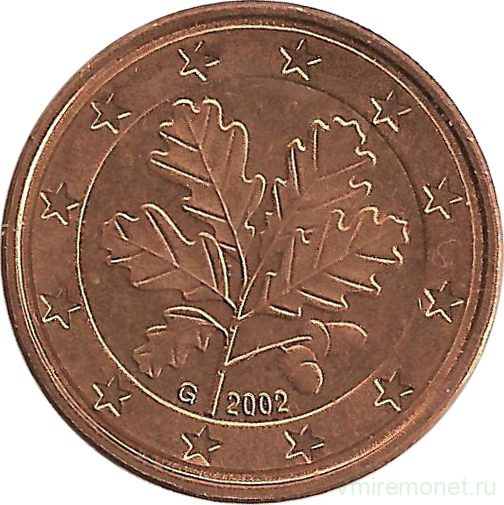 Монета. Германия. 5 центов 2002 год (G).
