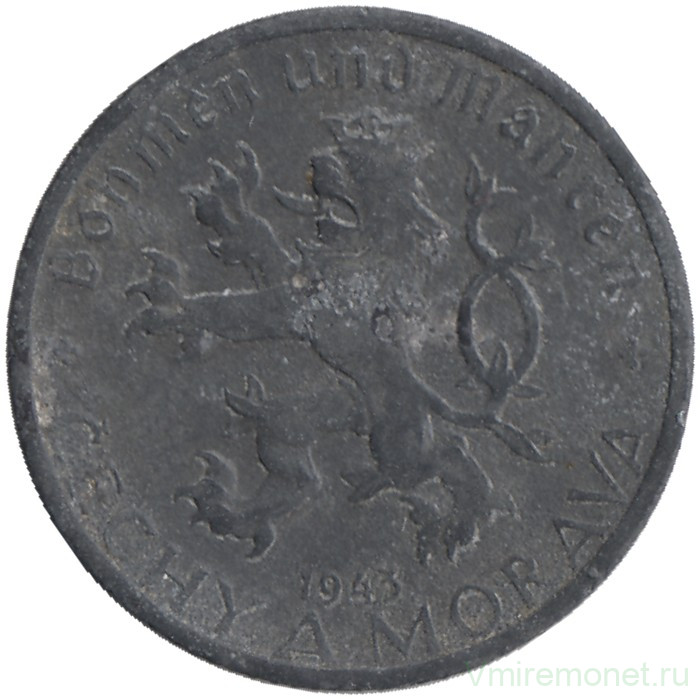 Монета. Богемия и Моравия. 50 геллеров 1943 год.