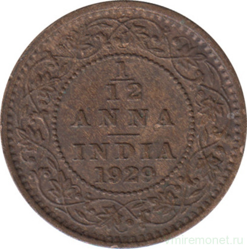 Монета. Индия. 1/12 анны 1929 год.