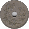 Монета. Бельгия. 25 сантимов 1921 год. BELGIE. рев.