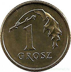 Монета. Польша. 1 грош 2007 год.