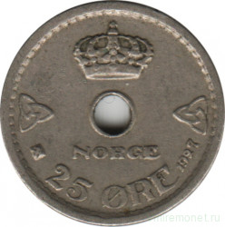 Монета. Норвегия. 25 эре 1927 год.