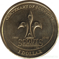 Монета. Австралия. 1 доллар 2008 год. 100 лет движению скаутов Австралии.
