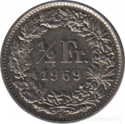Монета. Швейцария. 1/2 франка 1969 год (В).