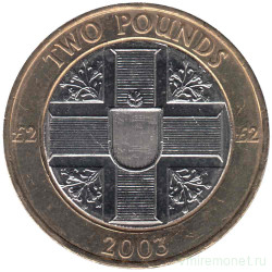 Монета. Гернси. 2 фунта 2003 год.