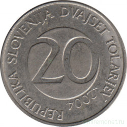Монета. Словения. 20 толаров 2004 год.