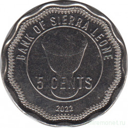 Монета. Сьерра-Леоне. 5 центов 2022 год.