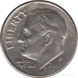 Монета. США. 10 центов 2007 год. Монетный двор P.