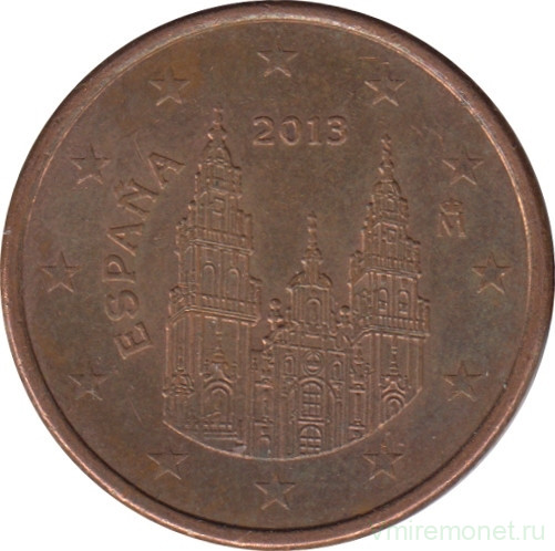 Монета. Испания. 5 центов 2013 год.
