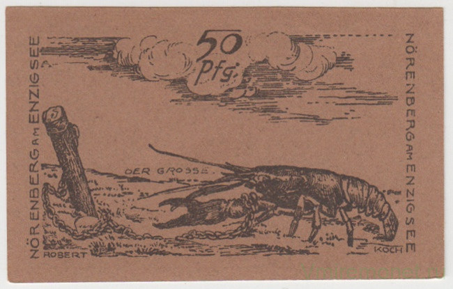 Бона. Нотгельд. Германия. Город Нёрнберг (Иньско). 50 пфеннигов 1920 год. Вариант 979.1.а.