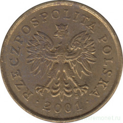 Монета. Польша. 5 грошей 2001 год.