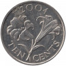 Монета. Бермудские острова. 10 центов 2004 год. 
