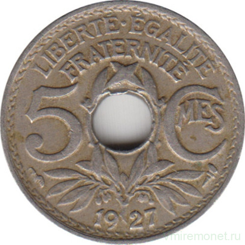 Монета. Франция. 5 сантимов 1927 год.