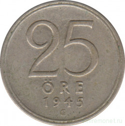 Монета. Швеция. 25 эре 1945 год (G).