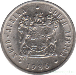 Монета. Южно-Африканская республика (ЮАР). 5 центов 1986 год.