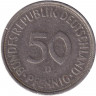 Монета. ФРГ. 50 пфеннигов 1974 год. Монетный двор - Мюнхен (D).