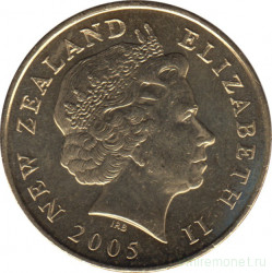 Монета. Новая Зеландия. 2 доллара 2005 год.