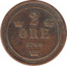 Монета. Швеция. 2 эре 1900 год. ав.